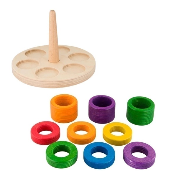 Montessori Wood Stable Stacker Toy - Picture 3 of 12